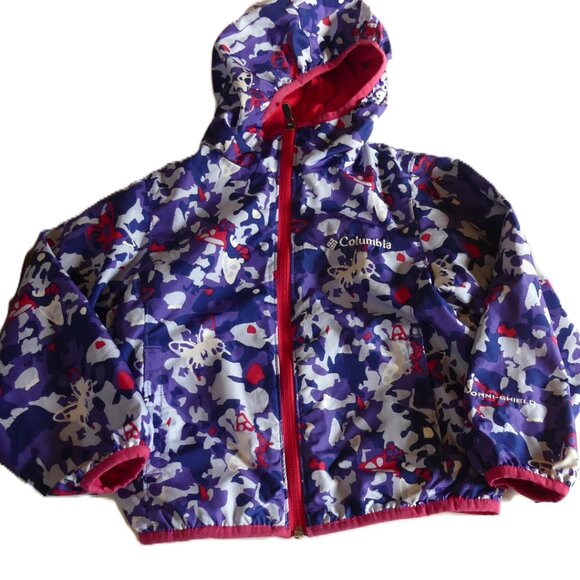 Columbia Girl Purple Camo Lined XXS (4/5) Hooded Omni-Shield Windbreaker Jacket - Picture 1 of 13